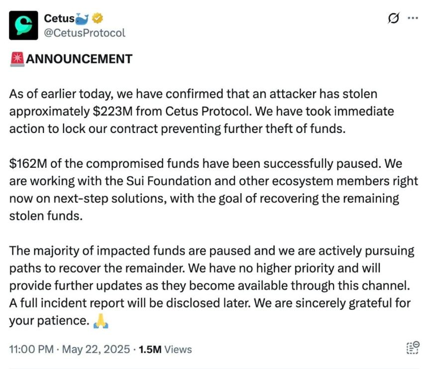 慢雾：Cetus被盗 2.3 亿美金事件分析