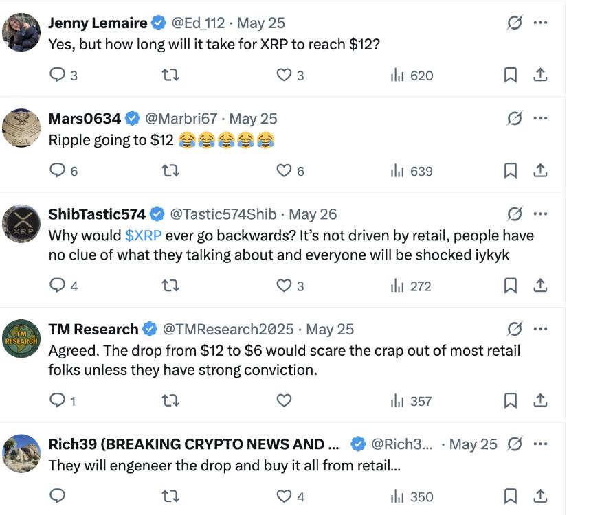 专家观点：XRP若从12美元跌至6美元，或是增持良机